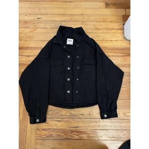 Zara black boxy jean jacket - M